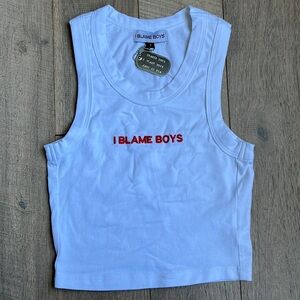 I Blame Boys Embroidered Crop Tank Top 🍁